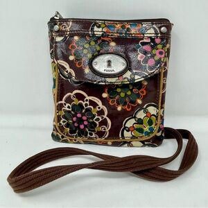 Vintage Fossil Multicolor Floral Bag with Silver Logo
